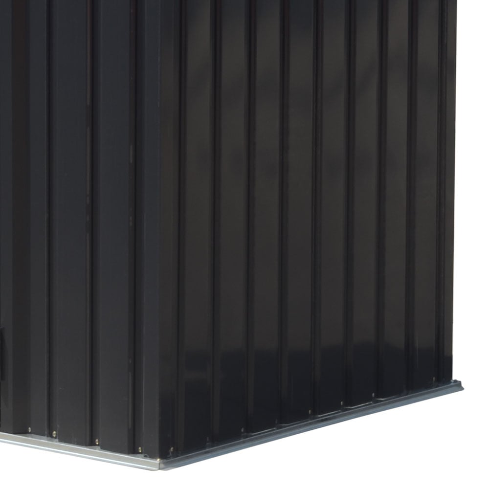 Living and Home 6.2 x 3.7ft Black Steel Bin Storage Shed with Hydraulic Lid Image 7