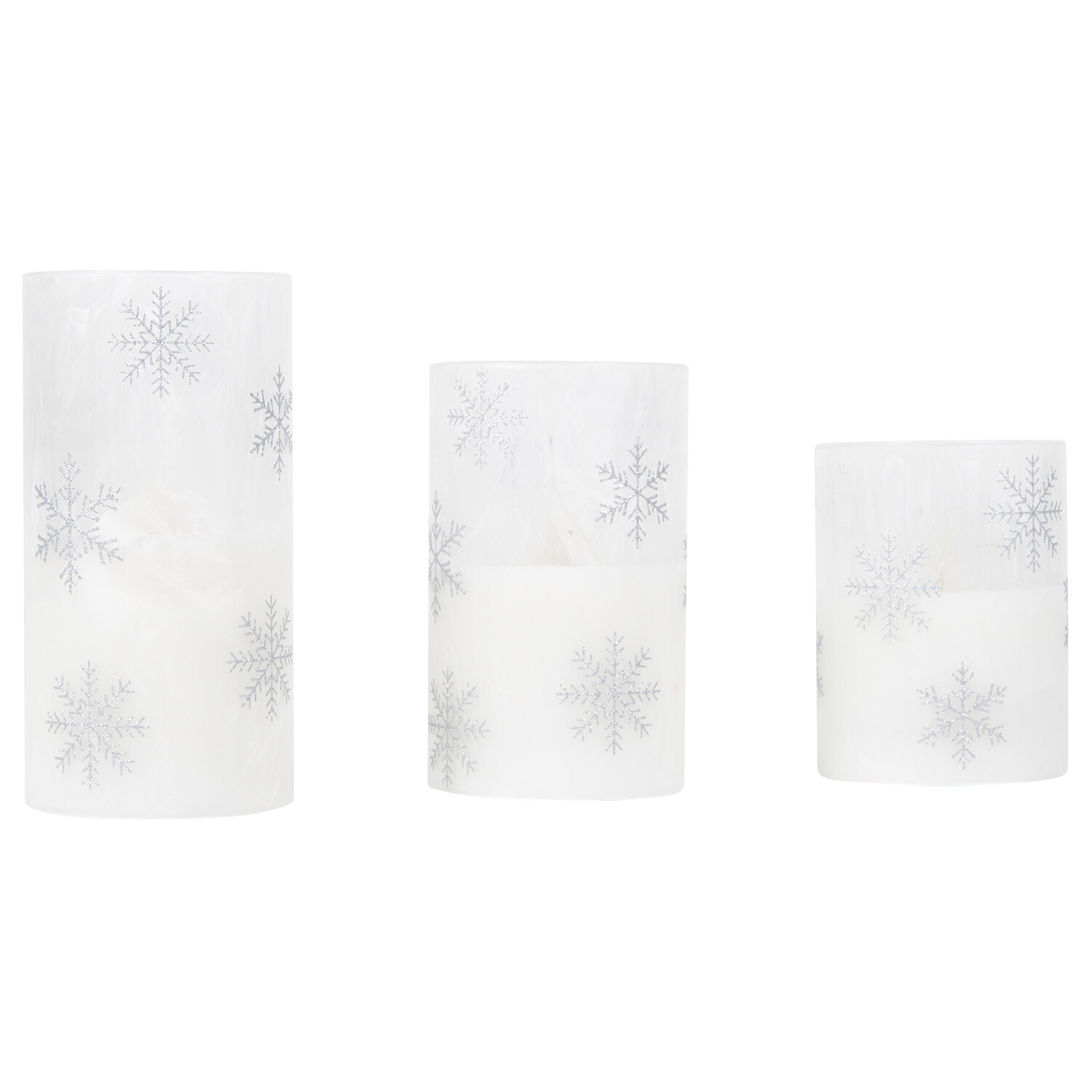 Set of 3 Snowflake LED Candles White Image 3