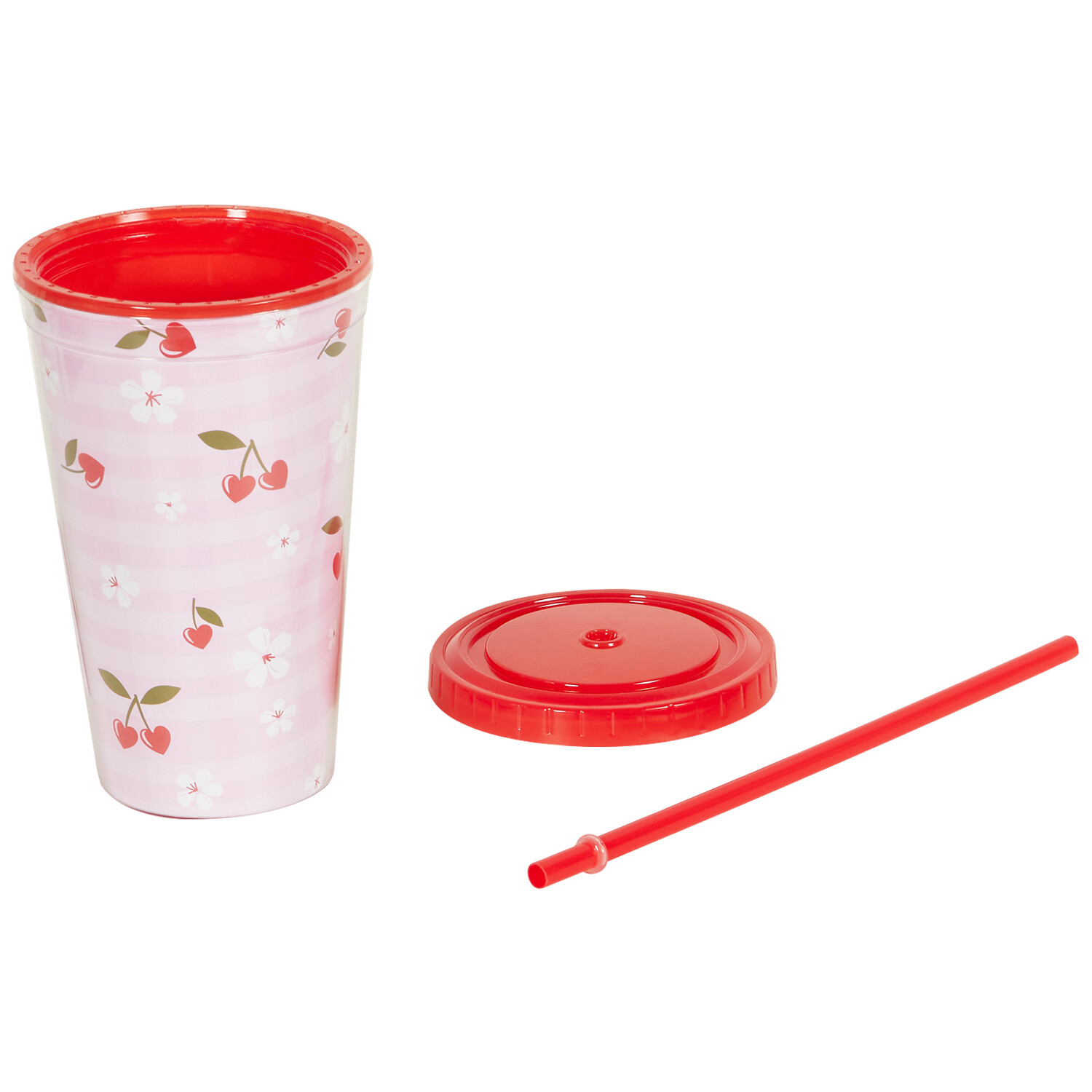 Mon Cheri Tumbler with Straw - Pink and Red Image 3