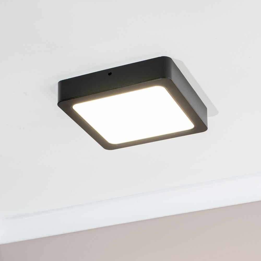ValueLights Lacey Black Square 24W LED Flush Ceiling Light Image 2