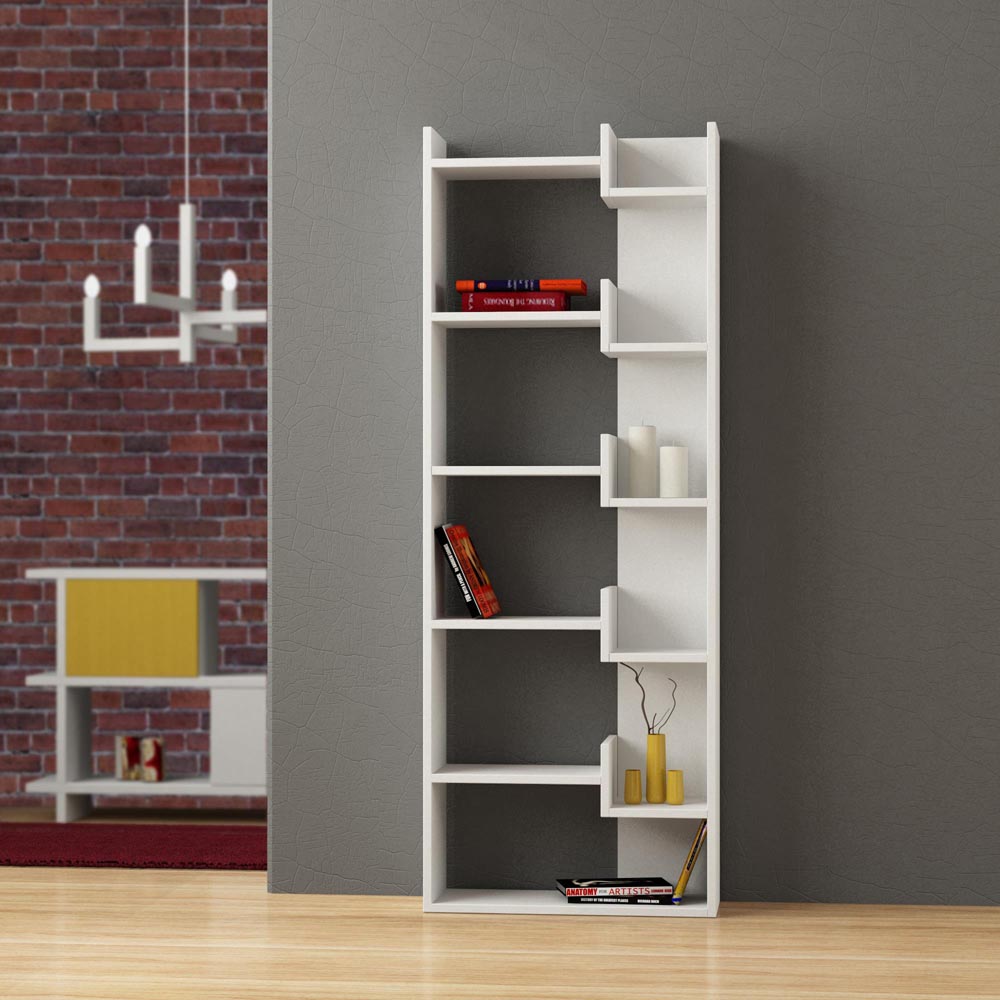 Decortie Oppa White 5 Zigzag Shelf Bookcase Image 3