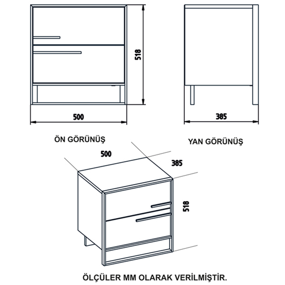 Decorotika Polka 2 Drawer Black Marble Effect and Gold Bedside Table Image 5