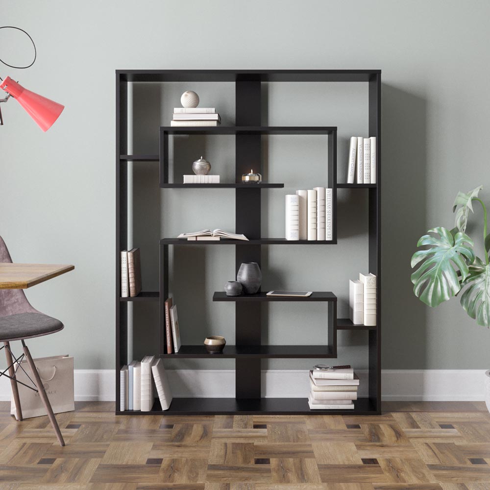 Decorotika Esteban 10 Shelf Black Geometric Bookcase Image 3