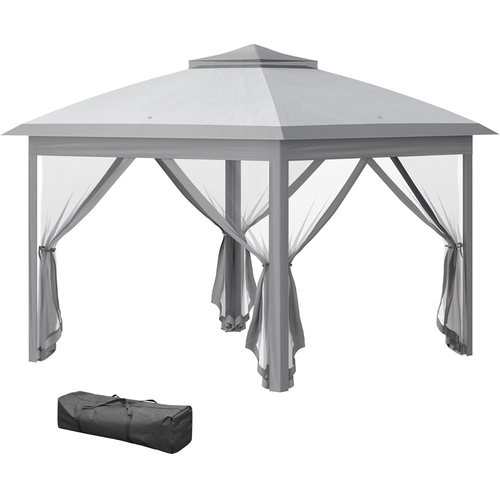 Outsunny 3.3 x 3.3m 2-Tier Grey Pop Up Gazebo Image 2