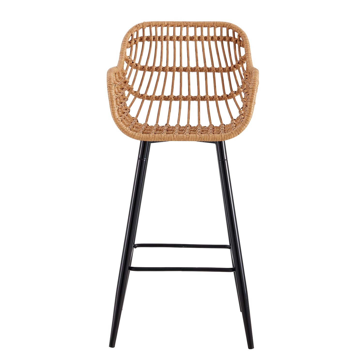Rattan Barstool - Brown &amp; Black Image 3