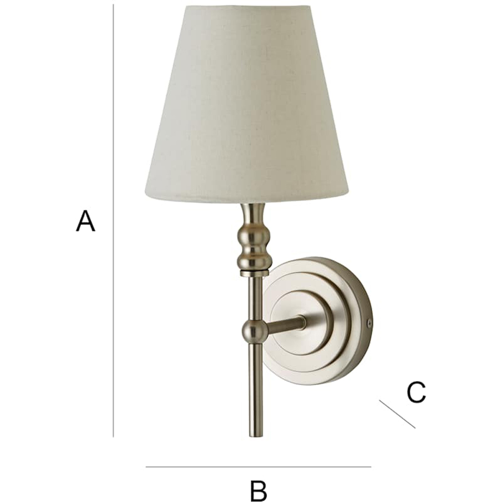 ValueLights Maggie Linen Shade Brushed Chrome Candlestick LED Wall Light with Bulb Image 7