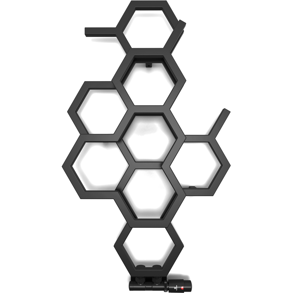 Terma Hex 846 BTU Matt Black Radiator 821 x 486mm Image 3