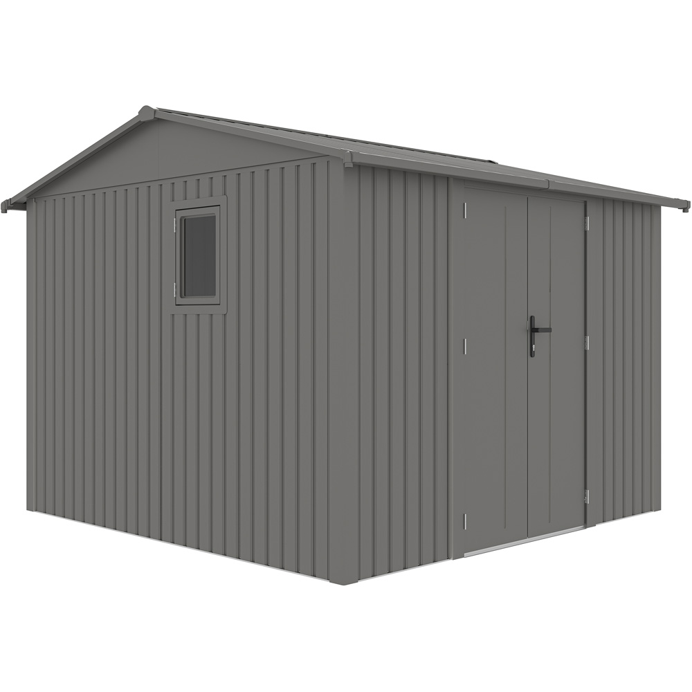 Rowlinson 10 x 10ft Grey Brentvale Premium Apex Metal Garden Shed Image 1