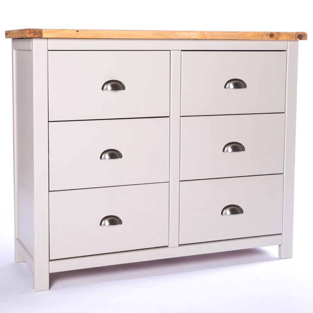 Cabinet Bits Argenta 6 Drawer Grey Chrome Cup Handle Chest of Drawers Image 3