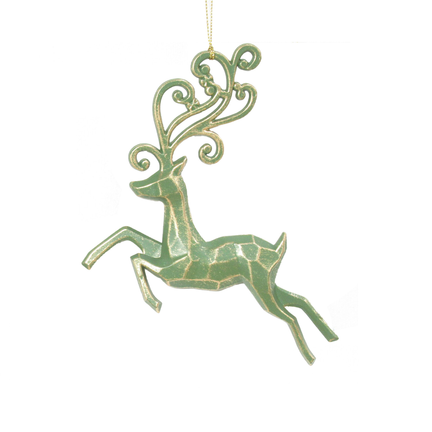 Brushed Gold Reindeer Hanging Decoration Image 1