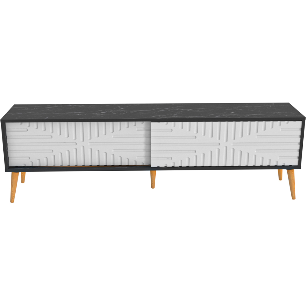 Decorotika Riso 2 Sliding Door Bendier and White TV Unit Image 2