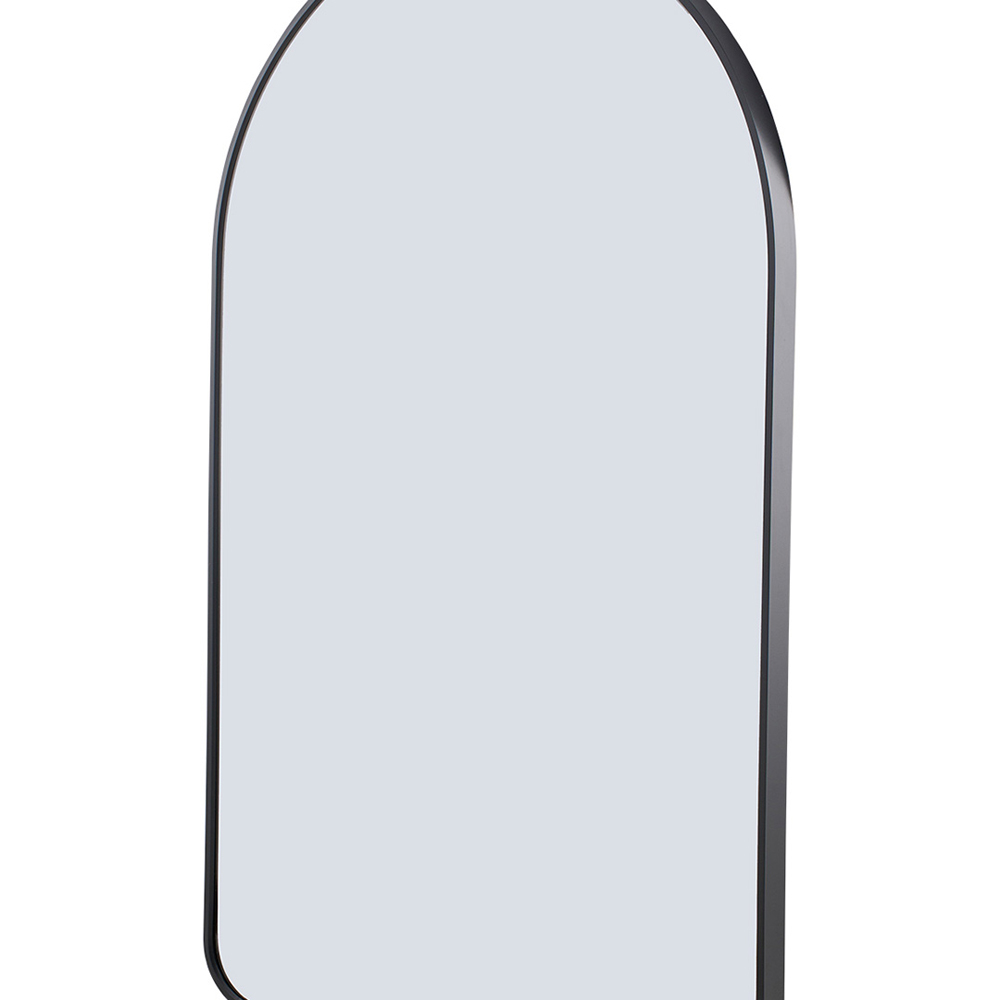 Living and Home Black Arched Aluminium HD Float Glass Bathroom Mirror with Towel Bar 50 x 80cm Image 6