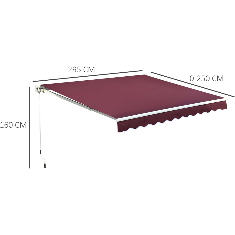 Outsunny Red Manual Retractable Awning 3 x 2.5m Image 7