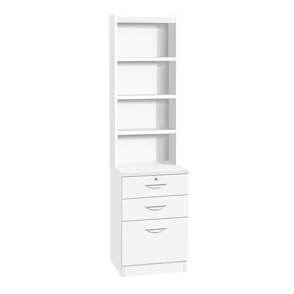 R White Cabinets 3 Drawer 4 Shelf White Storage Unit with Hutch Image 2