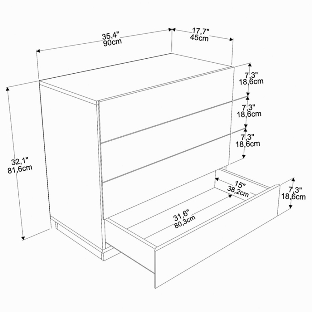Decorotika Lines 4 Drawer Oak Chest of Drawers Image 7