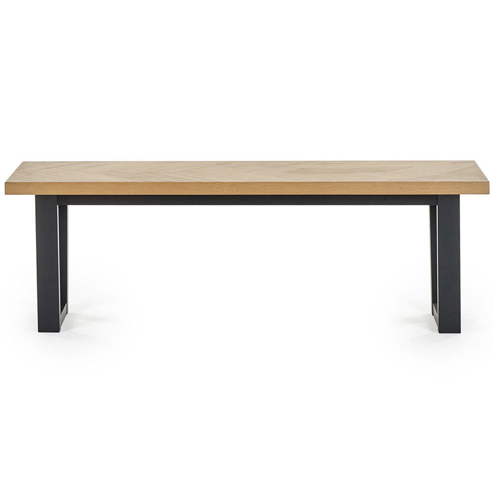 Julian Bowen Hilton 2 Seater White Oak and Black Dining Bench Image 3