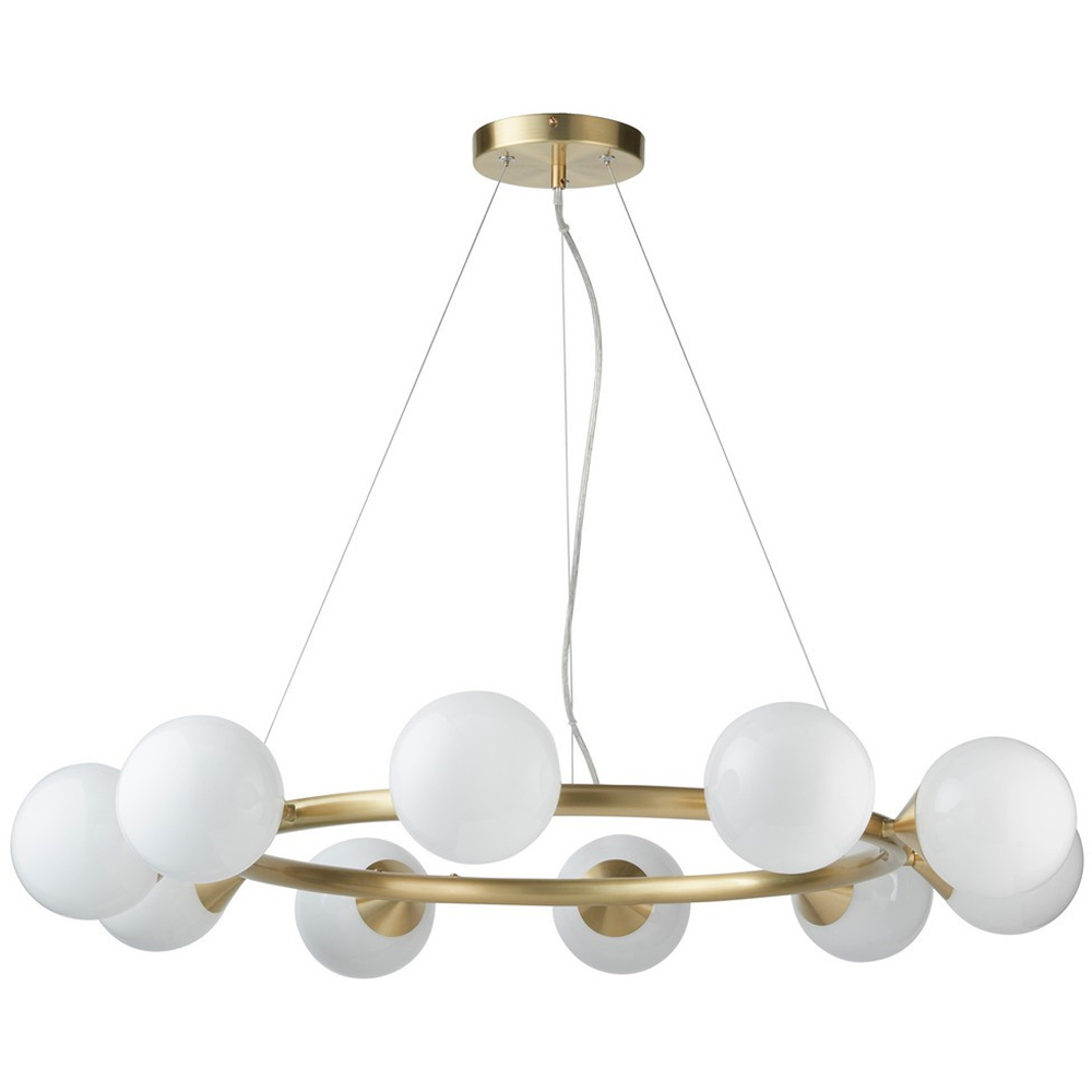 Merano Grosseto White Gloss Glass Satin Brass 10 light Plate Ceiling Light Image 1