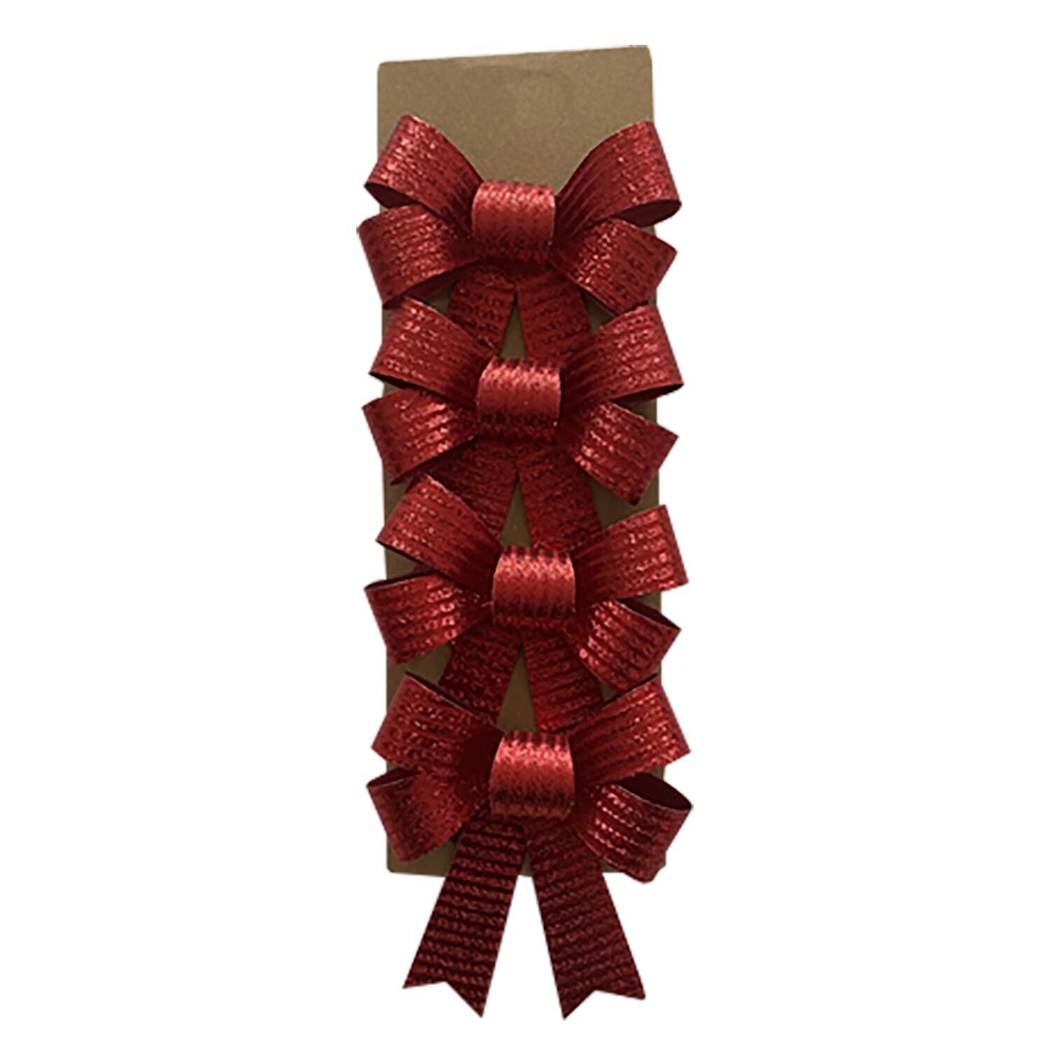 A Christmas Tale Red Glitter Bow 4 Pack Image