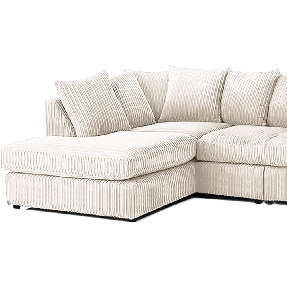 Luxor 4 Seater Cream Jumbo Cord Left Hand Facing Scatter Back L Shaped Corner Sofa Set Image 3