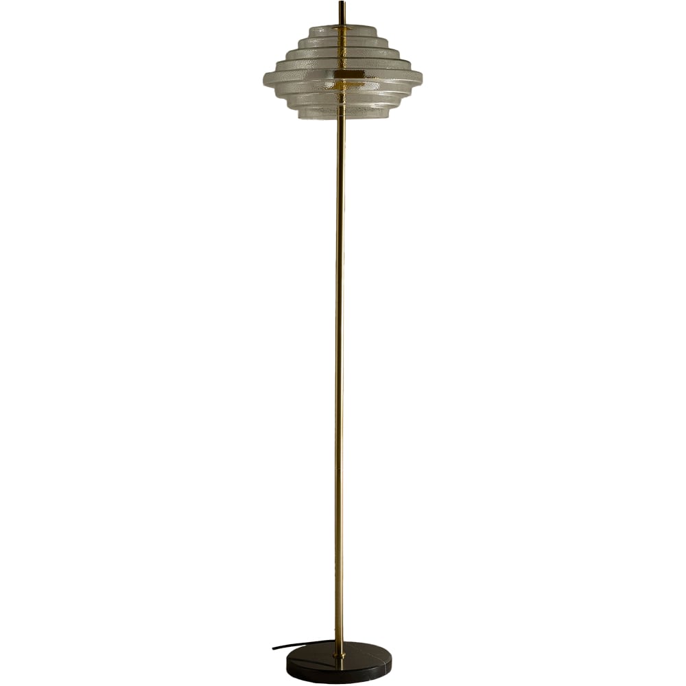 Kliving Aspen Tiered Clear Glass Brass Floor Lamp Image 1