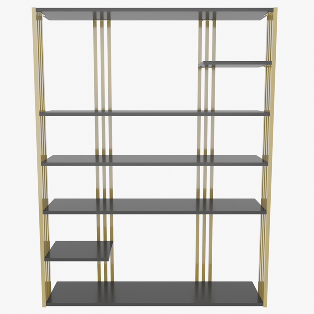 Decorotika Jeni 6 Shelf Anthracite and Gold Bookcase Image 5