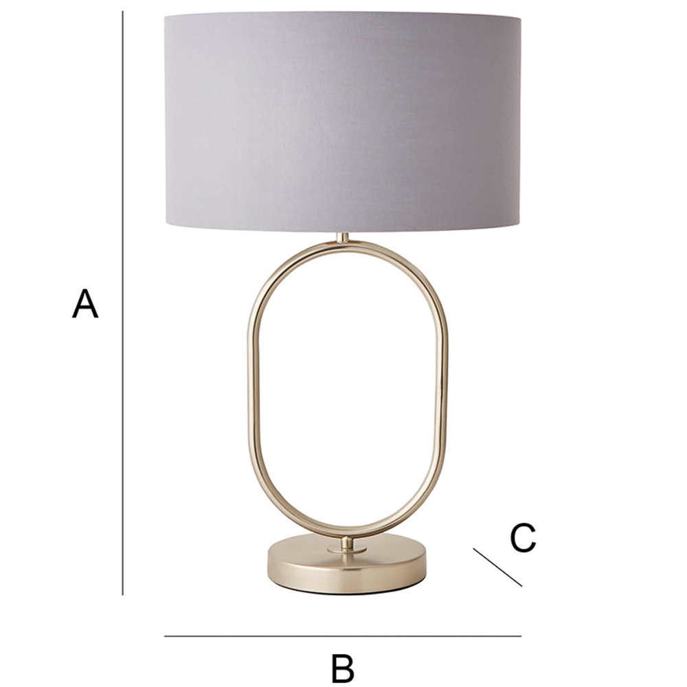 ValueLights Antonia Grey with Chrome Drum Shade Brushed Chrome Oval LED Table Lamp Image 7