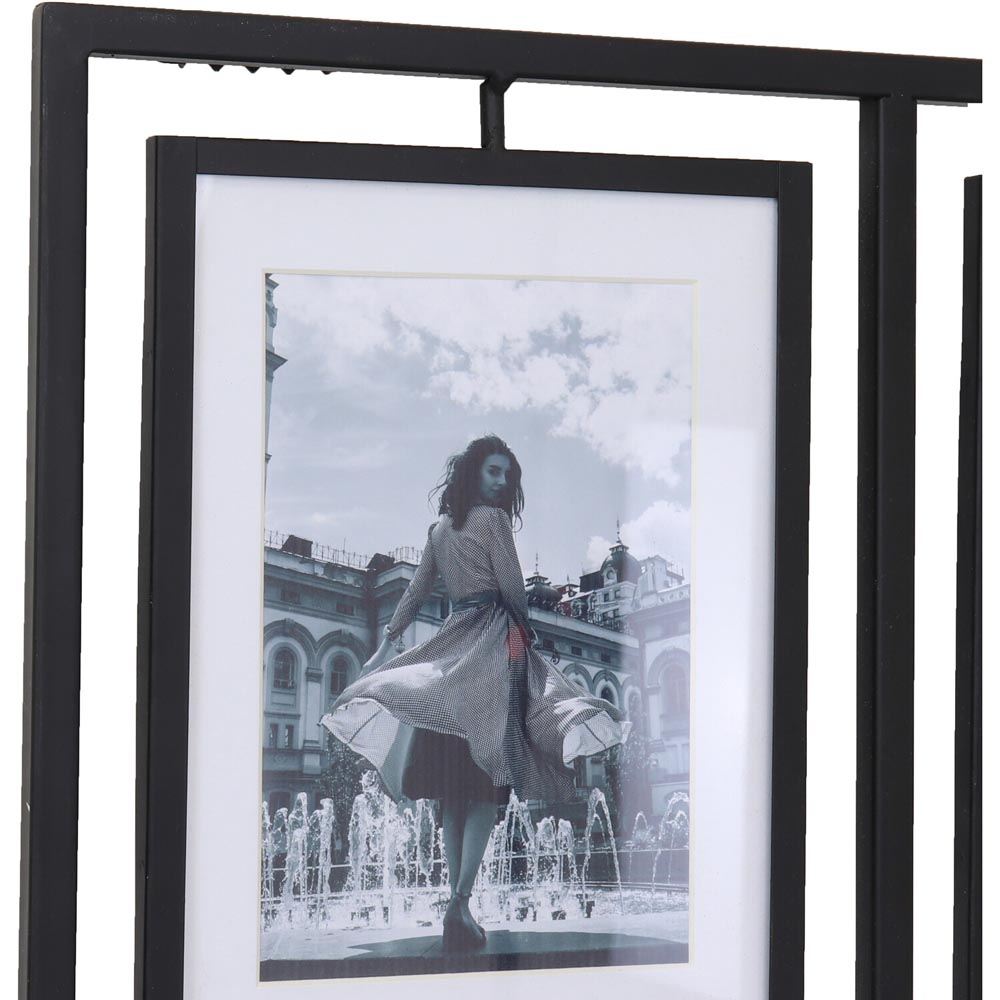 Alston Multi Aperture Metal Photo Frame - Black / 48cm Image 3