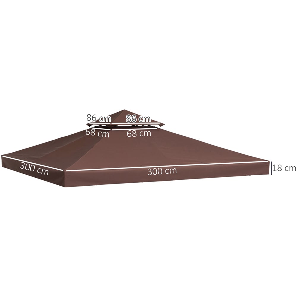 Outsunny 3 x 3m 2 Tier Coffee Polyester Gazebo Canopy Replacement Cover Image 7
