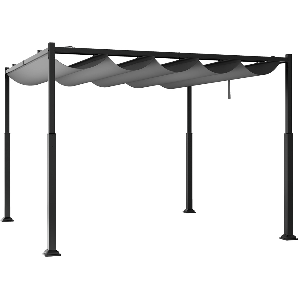 Costway Black and Grey Outdoor Pergola with Retractable Canopy 3.1 x 3.1m Image 2