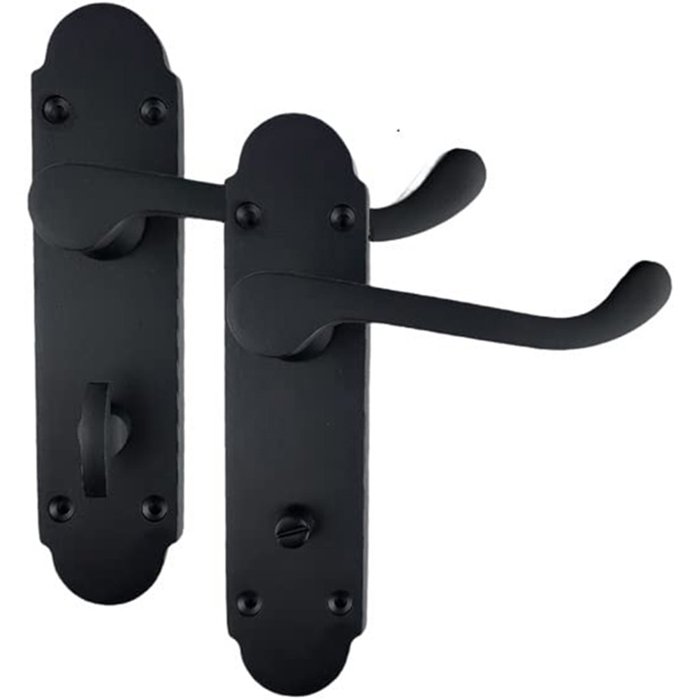 Golden Grace Matt Black Victorian Epsom Bathroom Door Handle Pair 170 x 40mm Image 2