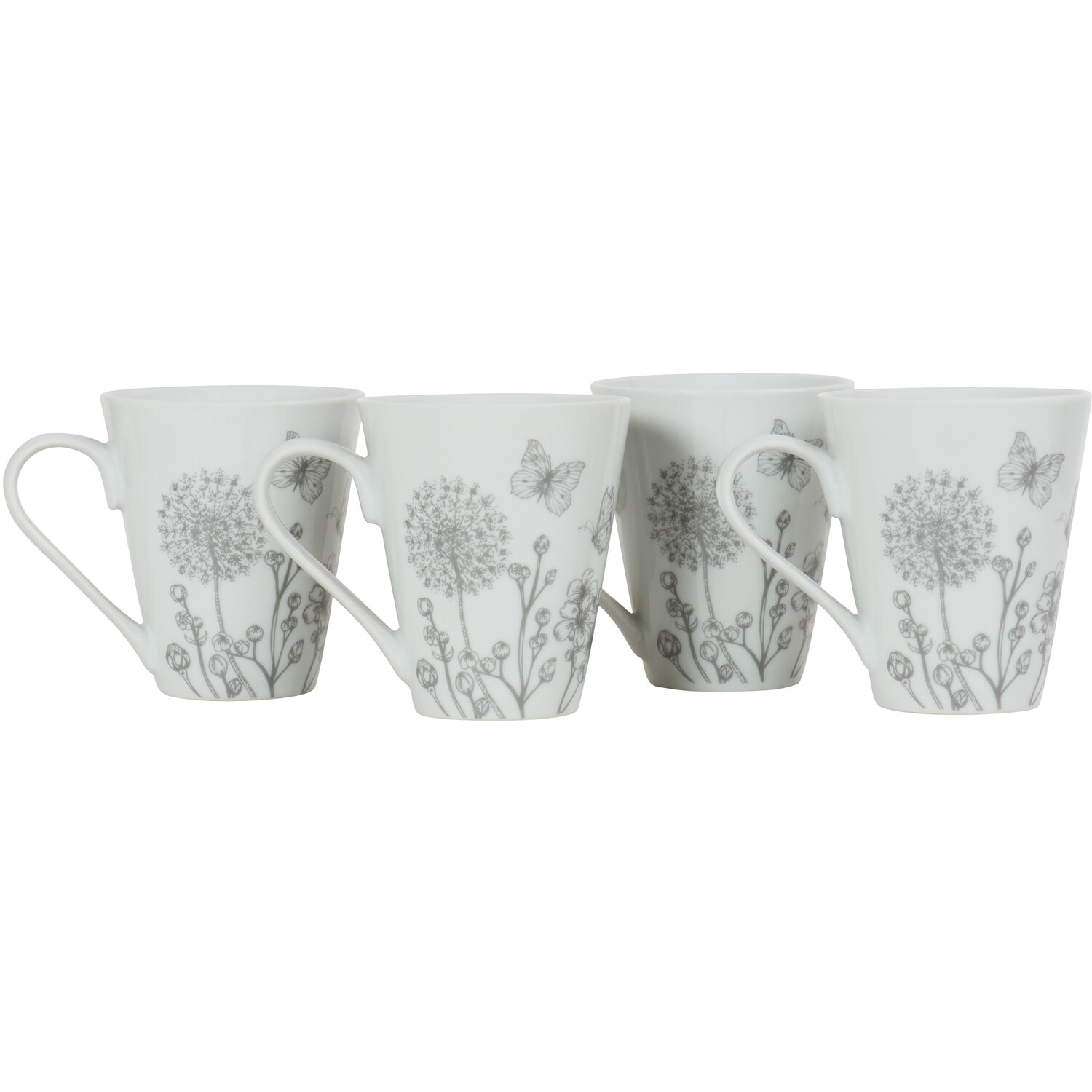 Pack of 4 Butterflies Mugs - White Image 4