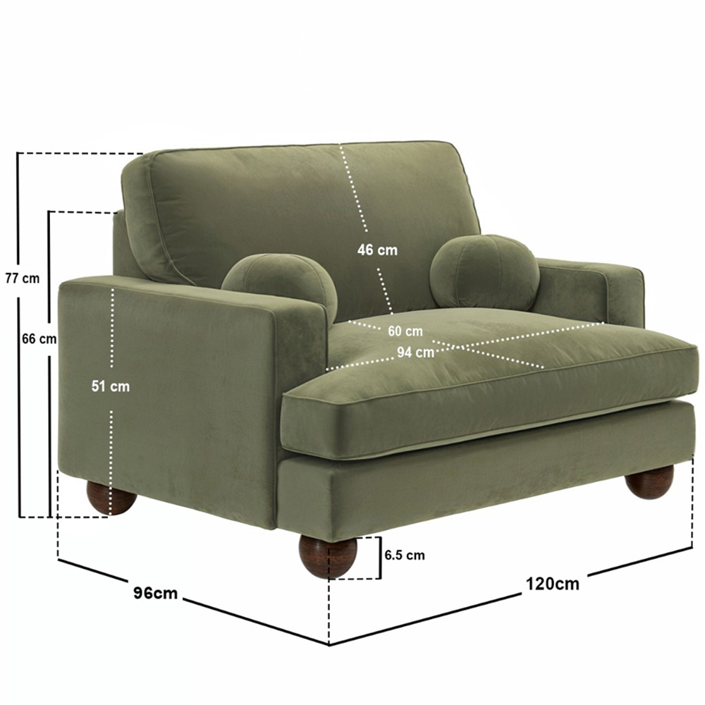 Solace+Co Addison Khaki Green Velvet Loveseat Sofa Image 7