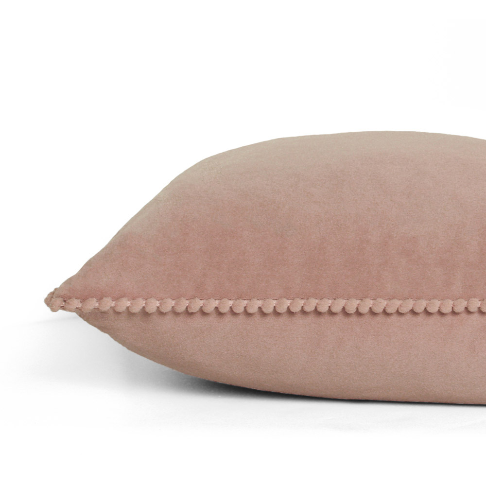 furn. Cosmo Blush Square Velvet Pom-Pom Cushion Image 3