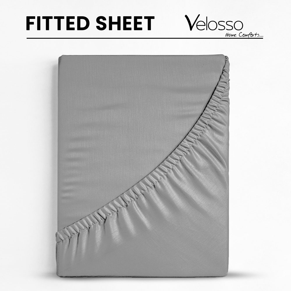 Velosso Microfibre Super King Size Grey Fitted Sheet Image 3