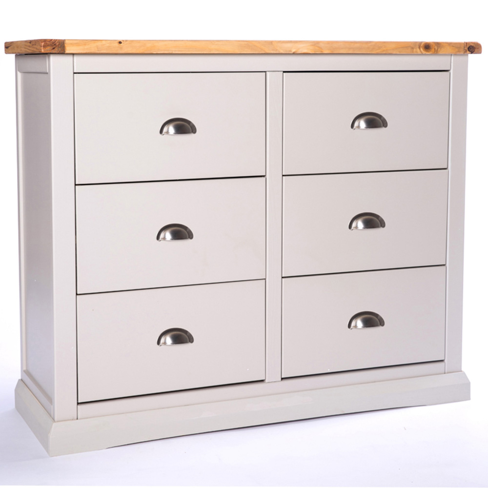 Cabinet Bits Loreo 6 Drawer Grey Chrome Cup Handle Chest of Drawers Image 3