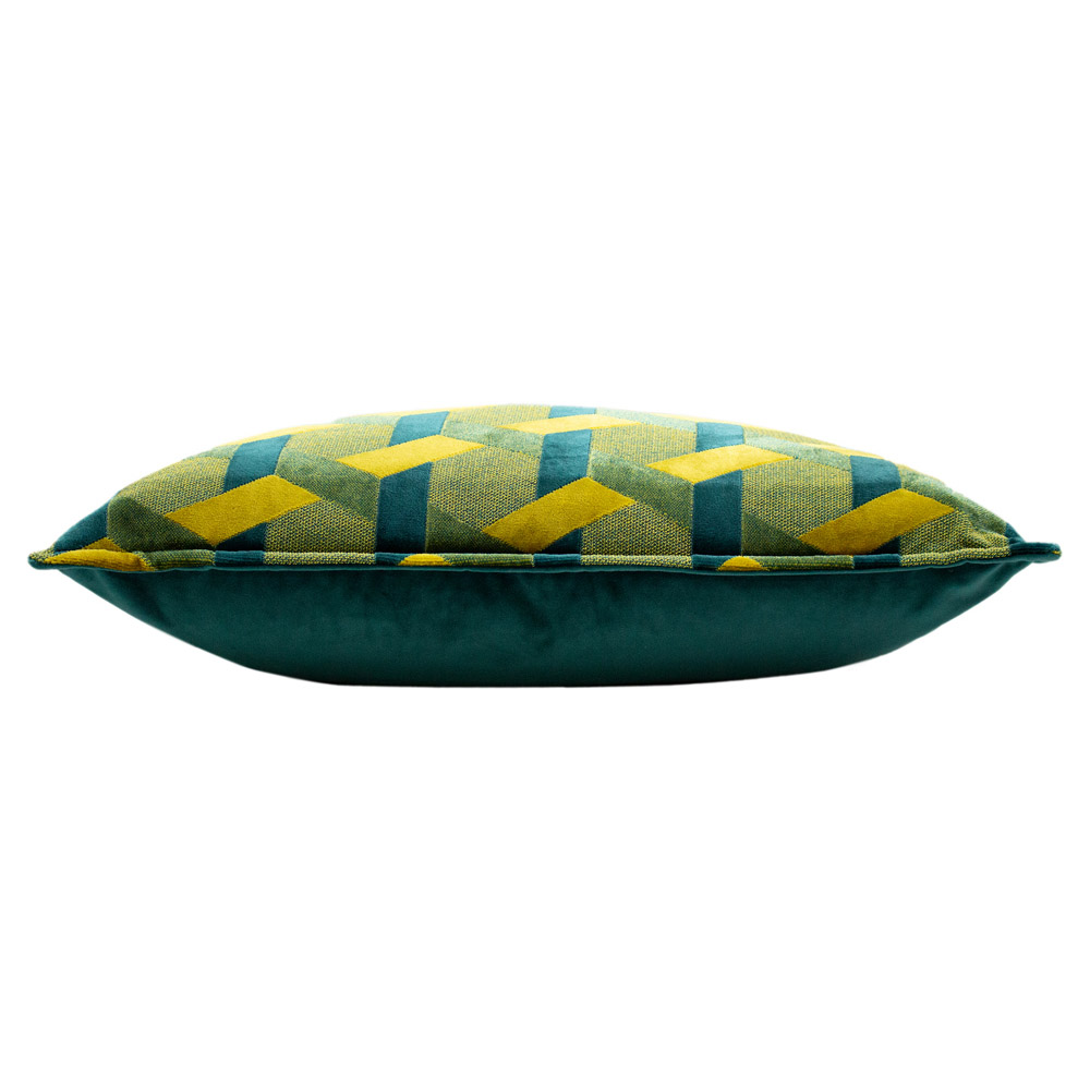 Paoletti Delano Teal and Gold Velvet Jacquard Cushion Image 4