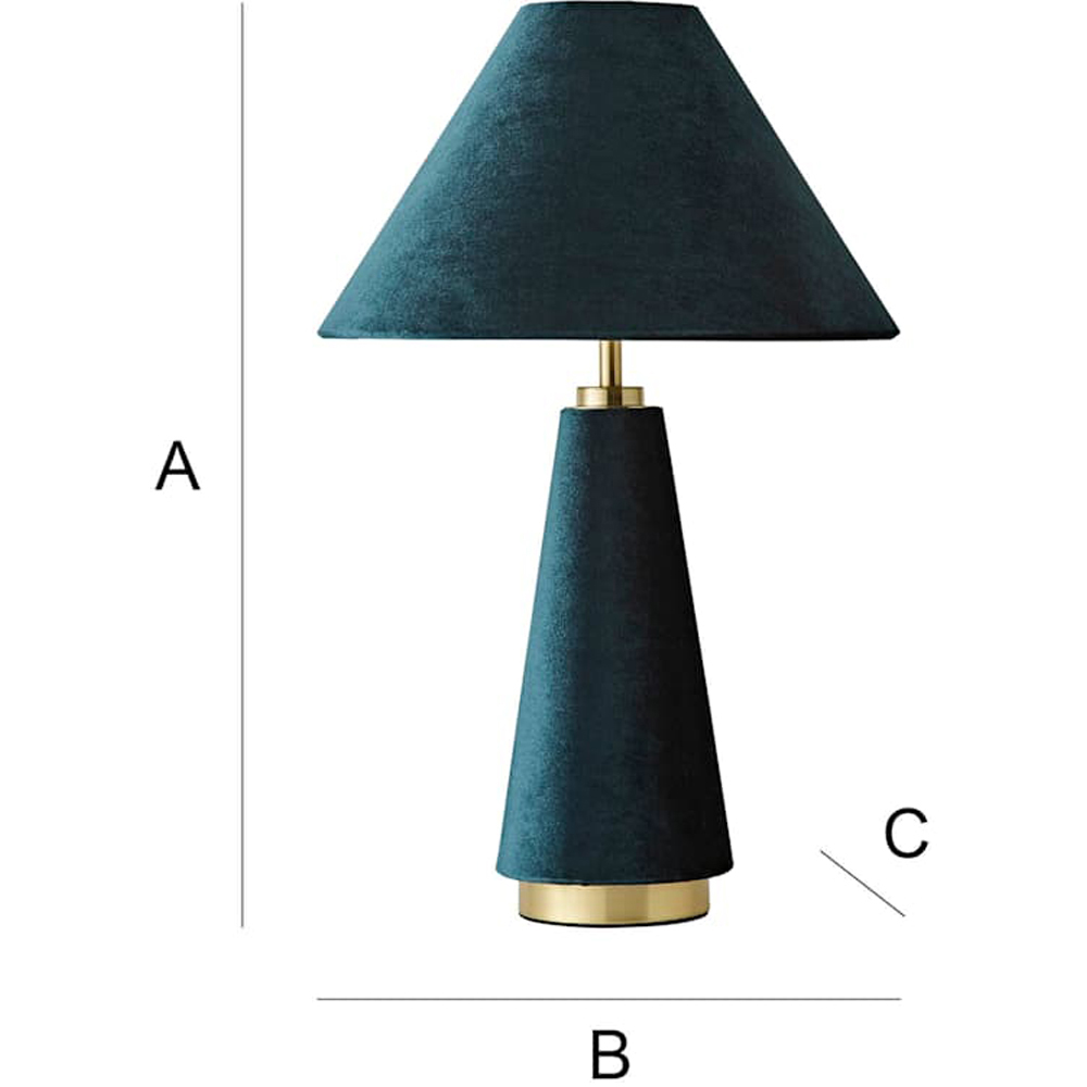 ValueLights Martha Conical Teal Velvet Table Lamp and Bulb Image 8