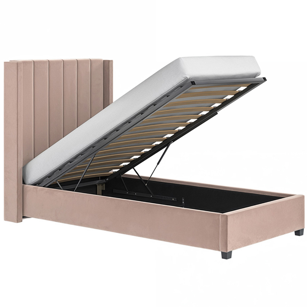 Flair Tiggy Single Pink Velvet Ottoman Bed Image 3