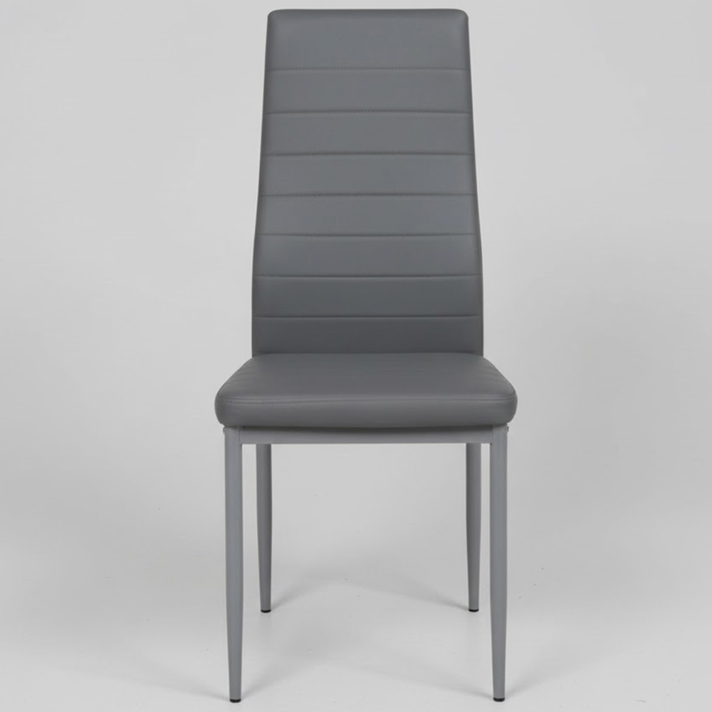 Portland 4 Seater Leather Dining Set Oak Effect and Grey Image 2