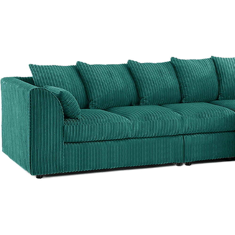 Luxor 4 Seater Teal Jumbo Cord Right Hand Facing Scatter Back L Shaped Corner Sofa Set Image 3