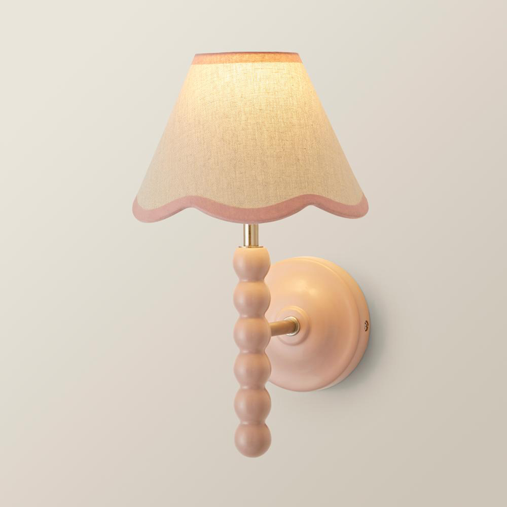 ValueLights Trim Scallop Shade Pink Bobbin LED Wall Light with Bulb 2 Pack Image 4