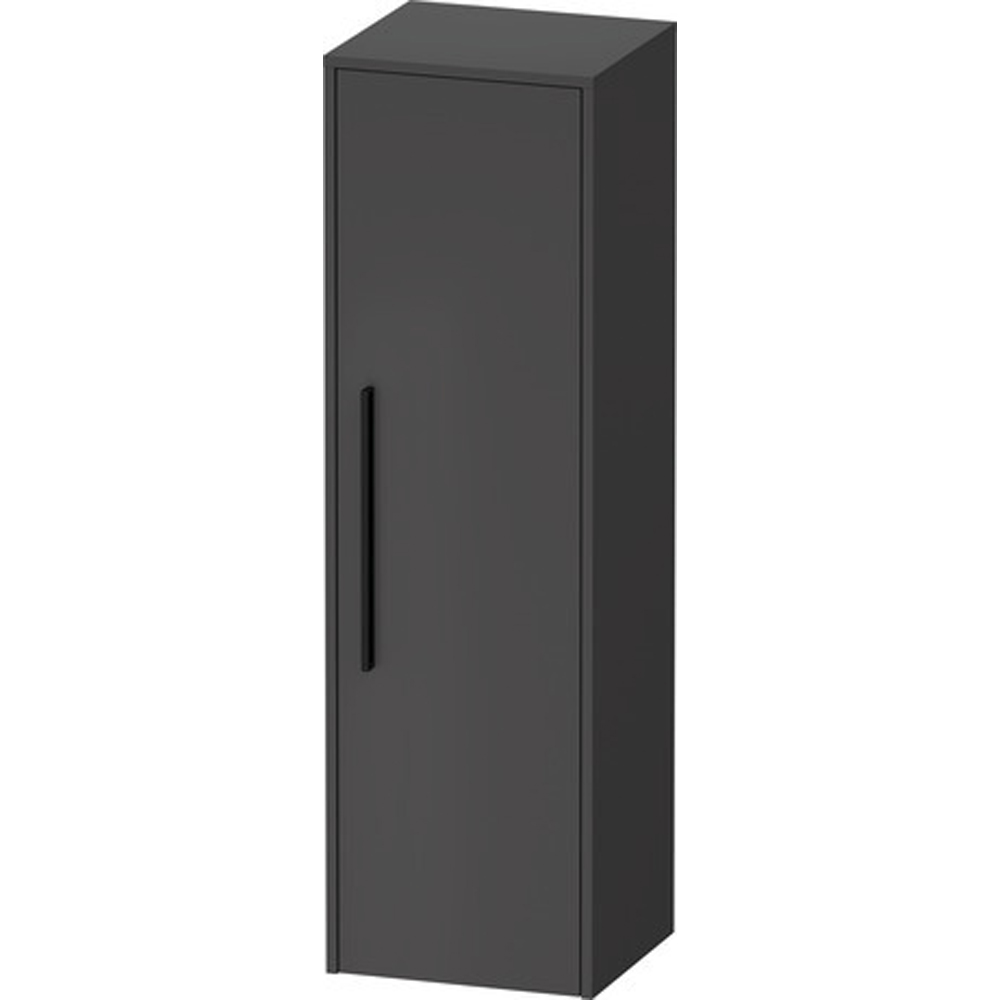Duravit D-Code Single Right Door Matt Graphite Semi-Tall Cabinet with Black Handle 1320 x 400mm Image 2