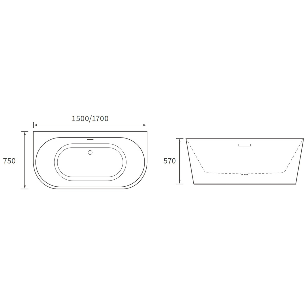 Bathstore Corsica White Back to Wall Double Round End Freestanding Bath 1500 x 750mm Image 9