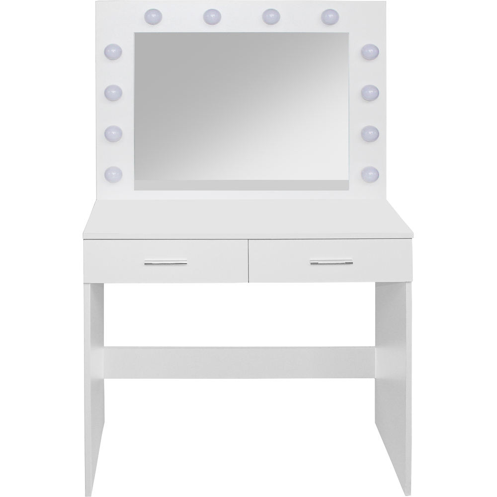 Comfy Living 2 Drawer White Dressing Table Set with LED Lit Mirror and Stool Image 5