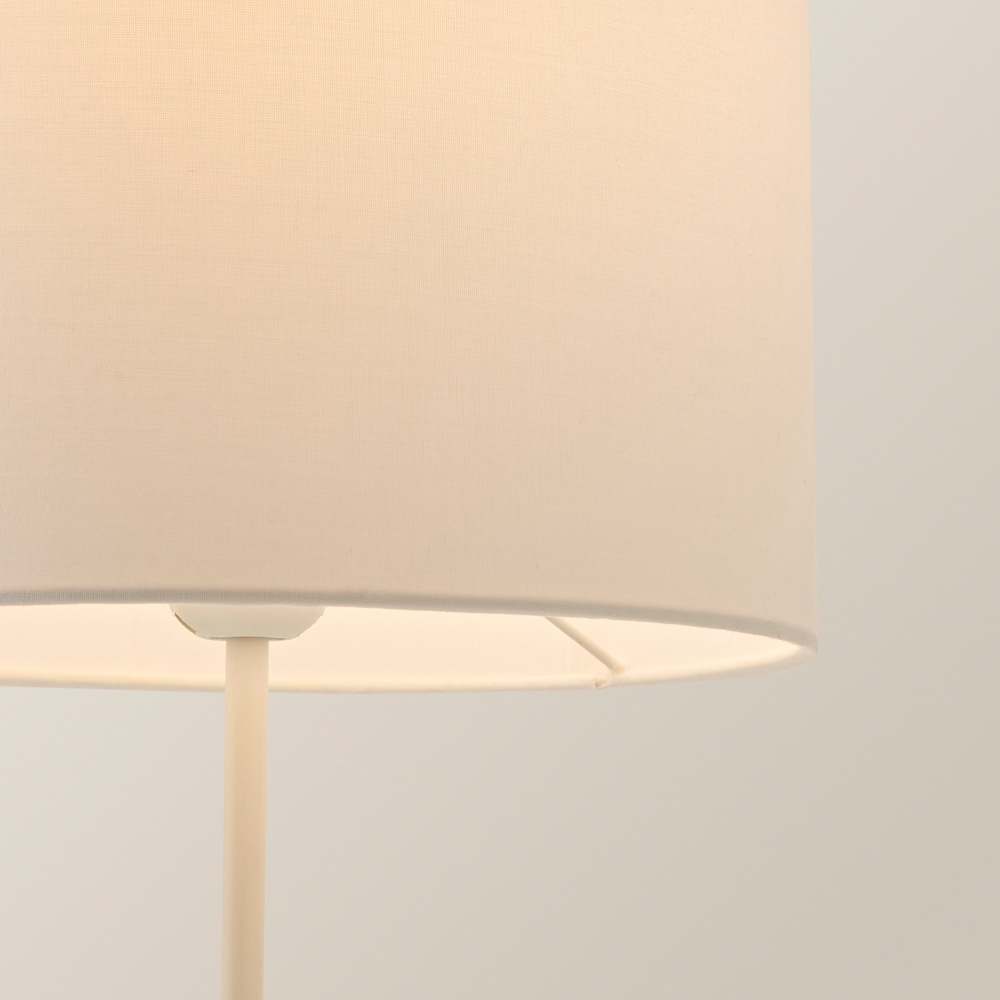 ValueLights Charlie Drum Shade White Table Lamp and Bulb Image 3