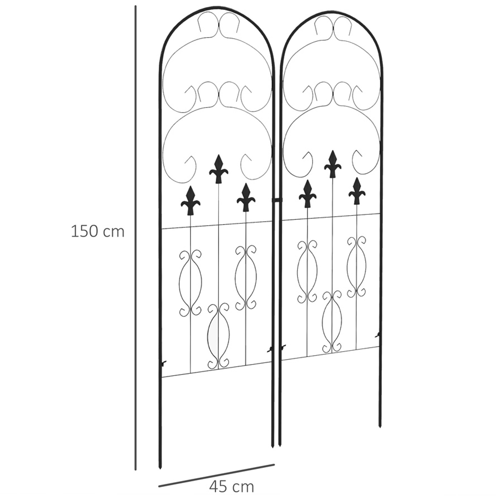Outsunny Metal Scrolls Design Trellis Frames Garden Planter 2 Pack Image 7