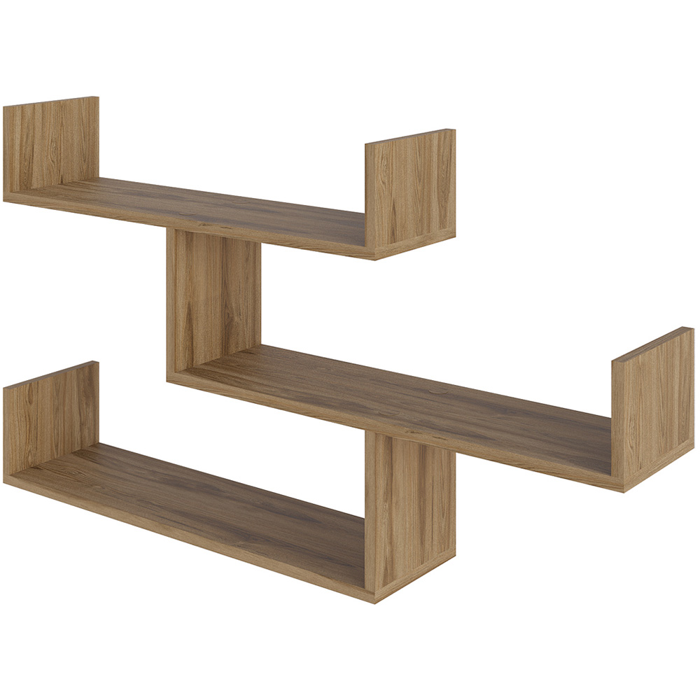 Decortie Tibet 3 Shelf Deep Oud Zigzag Wall Mounted Bookcase Image 2