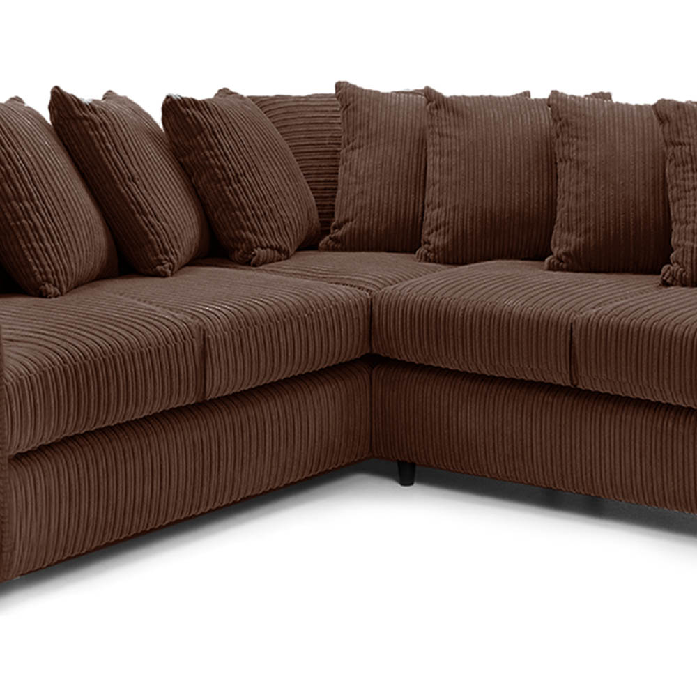 Luxor 5 Seater Chocolate Jumbo Cord Scatter Back L Shaped Corner Sofa Set Image 5