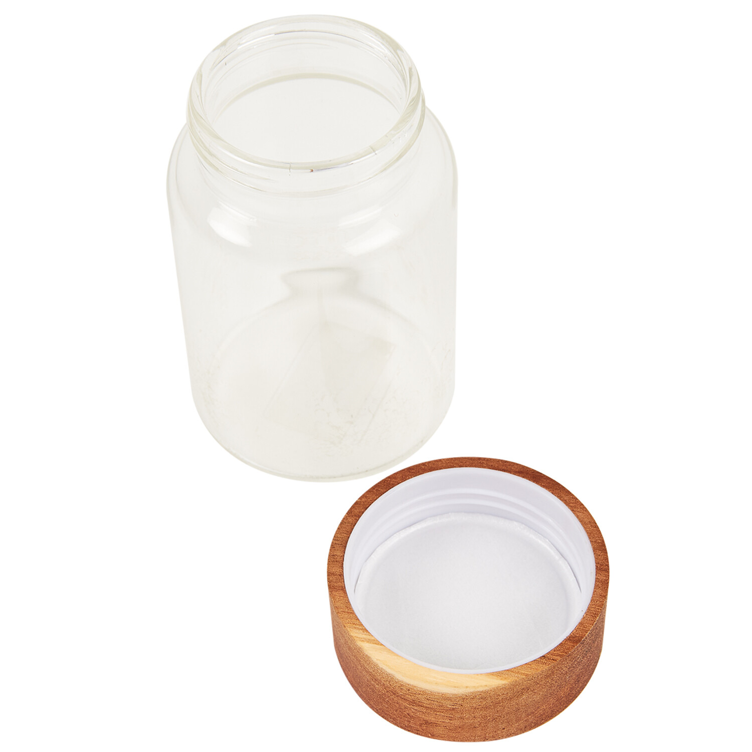 Tall Glass Jar with Acacia Lid - Clear / 11cm Image 3
