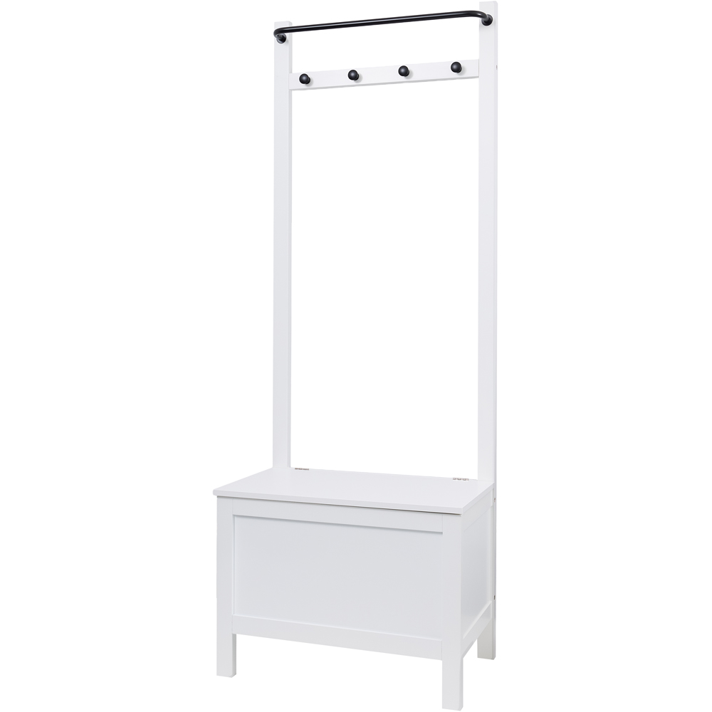 Noa and Nani Karlstad Single Door White Shoe Storage Bench and Coat Hook Image 2